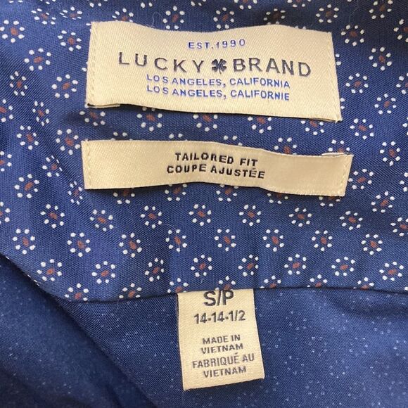 Lucky Brand Men's Blue Short Sleeve Button‎ Down Collared Shirt Small - Picture 6 of 10